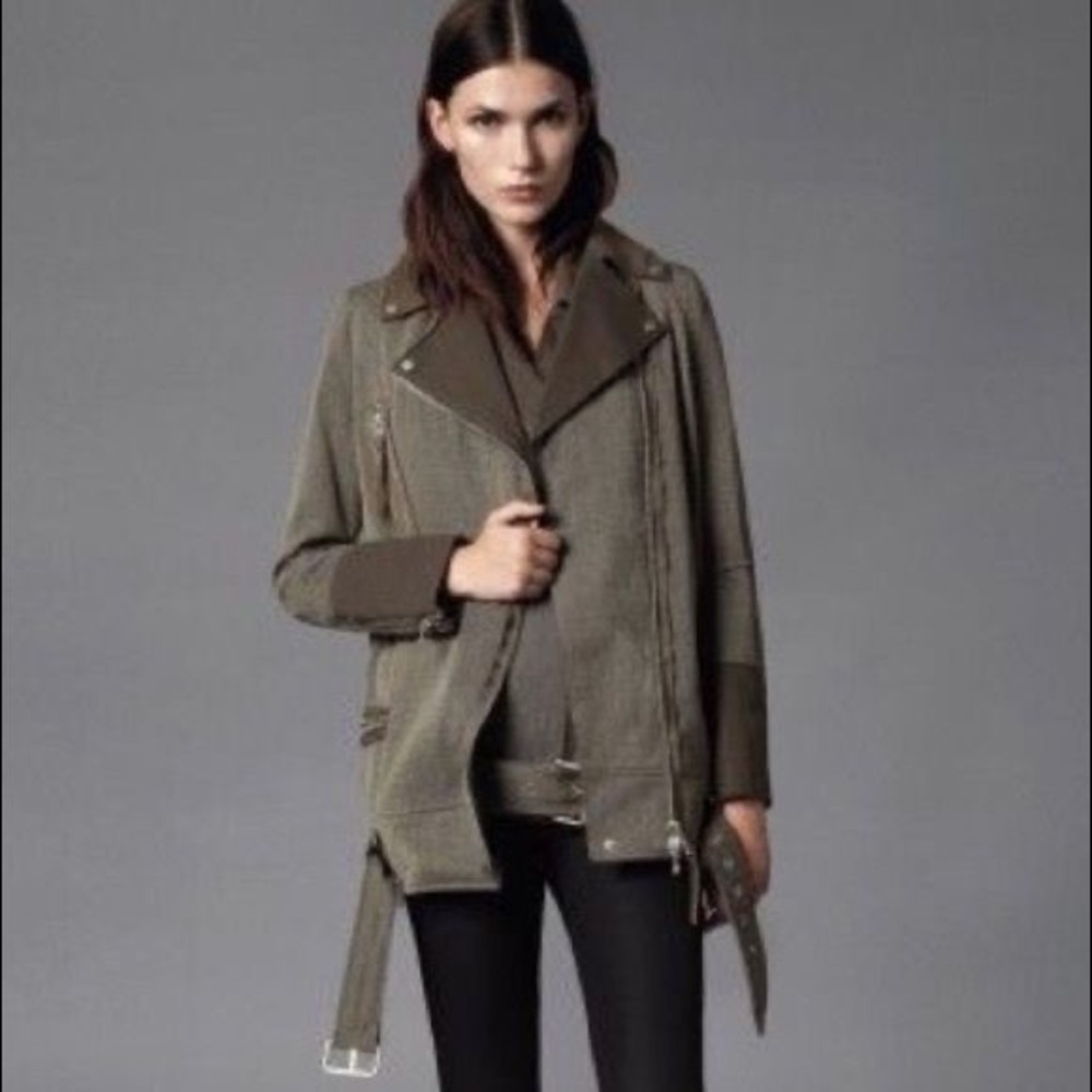 All saint military green biker jacket us6